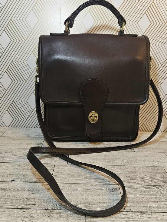 Coach Handbags - Vintage Coach Mahogany Brown Station Bag 1999 Top Handle Cross Body Made in USA